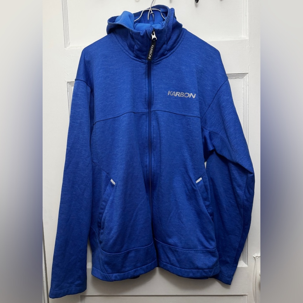 Karbon Scuba Neck Hooded Sweatshirt Lightweight Fleece Full Zip